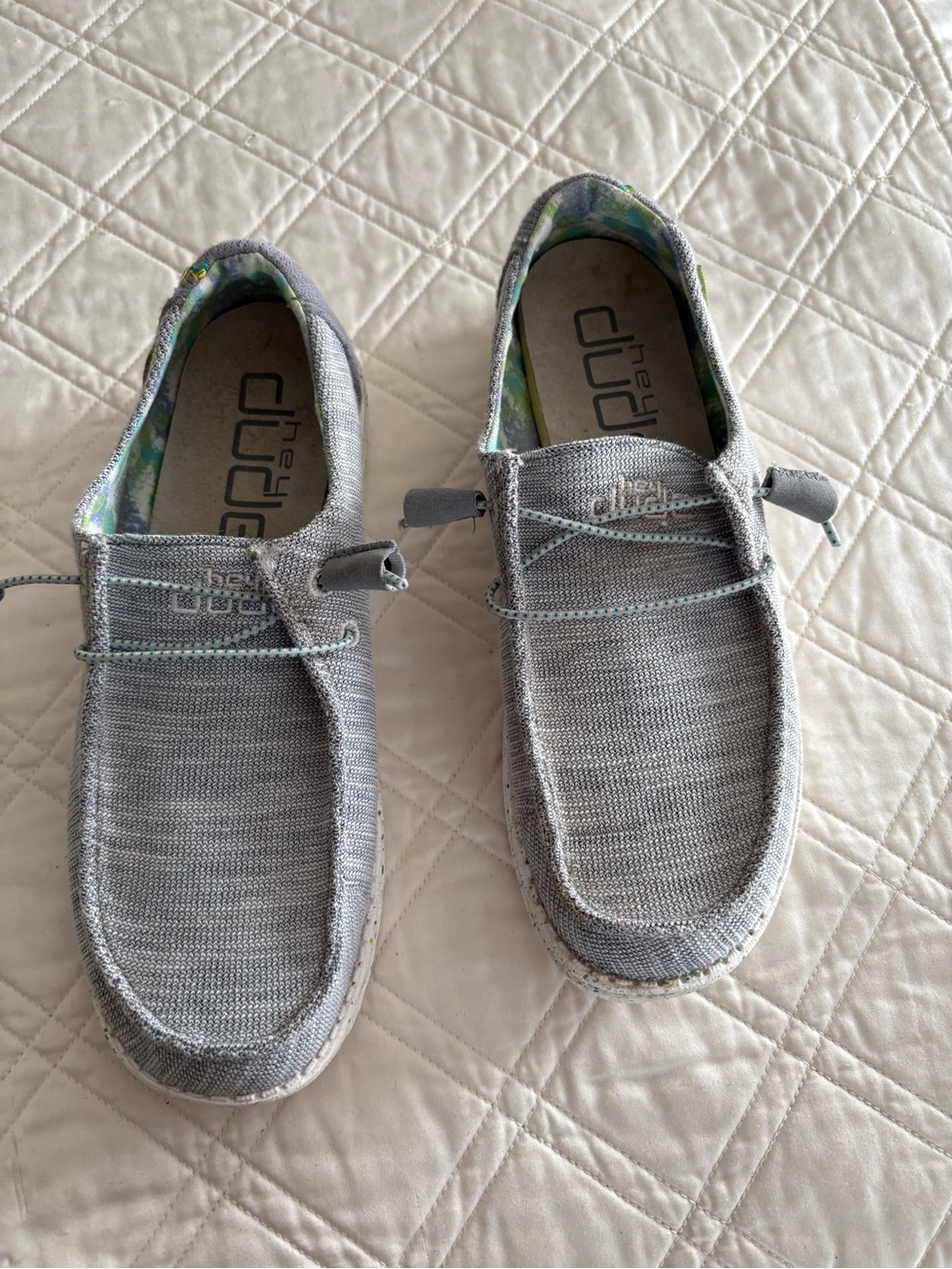 Hey Dude Light Gray Knit Slip-On Loafers